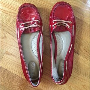 Red Pleather Flats